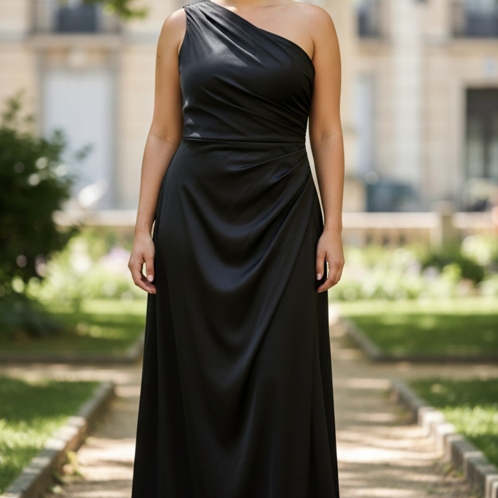 Signature One-Shoulder Black Dress